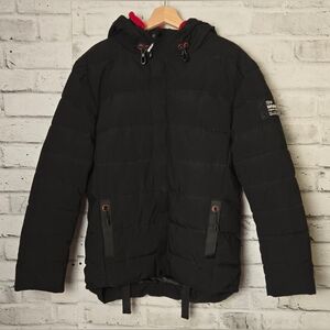 Projek Raw Dark Black Puffer Jacket M – Reflective Lining Cruelty Free